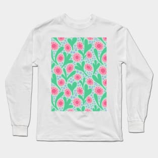 Wild colorful boho floral pattern in mint green and pink Long Sleeve T-Shirt